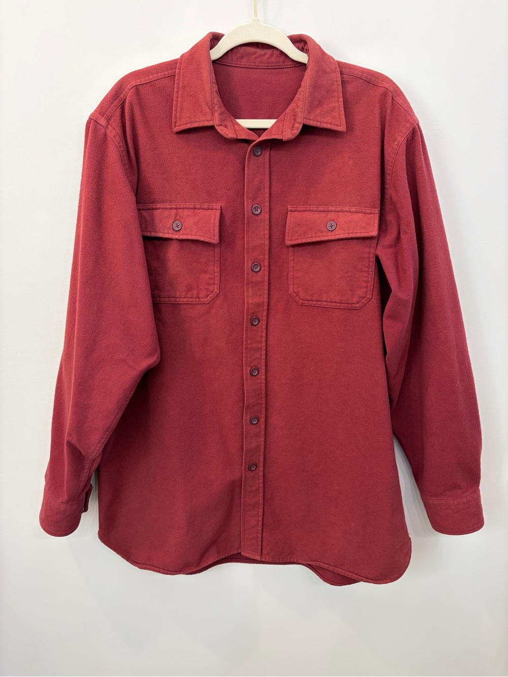 LL Bean Chamois Cloth Shirt Men’s XL Burgundy Maroon Long Sleeve Heavyweight